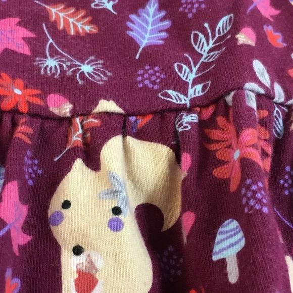 Wonder Nation Baby Toddler Girls Dress Burgundy Floral/Animal Print SZ 12 months - Picture 2 of 4